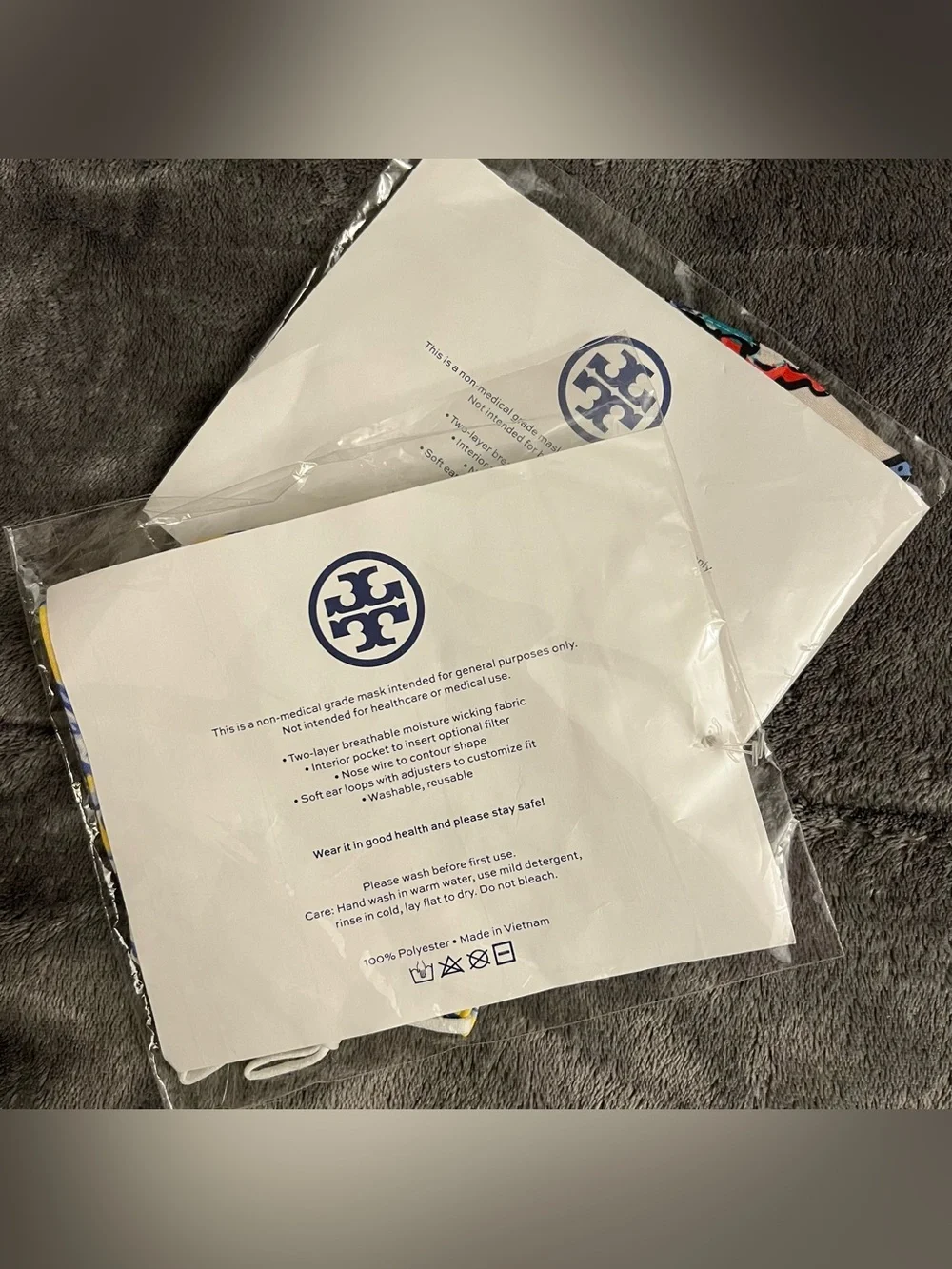 New Tory Burch Set of Two Fabric Adjustable Face Masks
